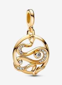 Buy 14k Gold Plated Pavé Snake Medallion Charm for Pandora ME Women's Bracelet 762301C01 in Saudi Arabia