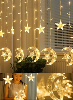 Buy LED lights curtain with a crescent, star and mosque design, suitable for Ramadan atmosphere in Saudi Arabia