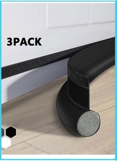 Buy 3 Pack Door Draft Stopper, Under Door Noise Blocker, Sound Light Air Proof Sealer for Bottom of Door, Adjustable Soundproof Insulation Strip Doors Draft Guard 37 inch, Black in Saudi Arabia