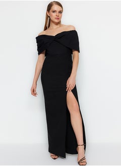 اشتري Black Lined Woven Long Evening Dress TPRSS23AE00067 في مصر