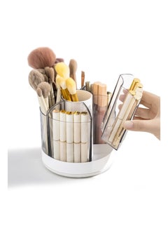 اشتري Makeup Brush Holder Organizer, 360 Rotating Makeup Brush Container with Removable Trays, Pen Holder for Desk, Spinning Brush Holders for Vanity, Desktop, Bathroom, White في الامارات