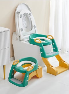 Buy 3 In 1 Vega Western Toilet Training Potty Seat With Splash Guard, Handle, Ladder And Cushion, Green in Saudi Arabia