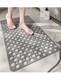 اشتري 1-Piece Non-Slip Bath Mat With Vacuum Suction Cup PE Grey 75x43 Centimeter في الامارات