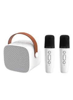 Buy Portable Bluetooth Karaoke Machine with 2 Wireless Microphones, Music Player and Mini Speaker for Kids, Toys and Gifts, White in Saudi Arabia