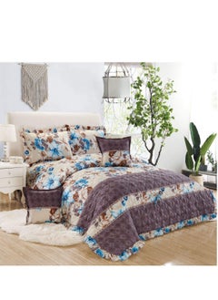 Buy Floral Printed Compressed Comforter Set, 220 x 240 cm King Size Reversible 6 pcs Bedding Set, Multicolor in Saudi Arabia