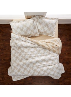 Buy 3 Piece Duvet Cover Set Cotton Off White/Beige King Size in Saudi Arabia