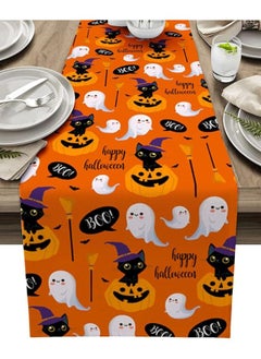 Buy Happy Halloween Boo Table Runners Cartoon Pumpkin Spooky Black Cats Ghosts Non-Slip Rectangle Party Table Decorations Dresser Scarf For Kitchen ,Home ,Dining Table ,Outdoor,13X90 Inches Long,Orange in Egypt