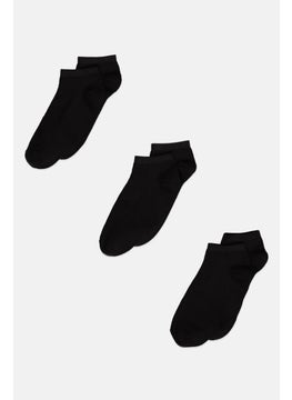 Buy Men 3 Pair Solid Socks, Black in UAE