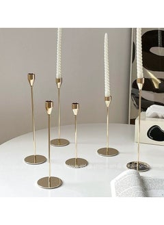 Buy 3-Piece Candle Stick Holders Set Gold 10x10x33.5cm in Egypt