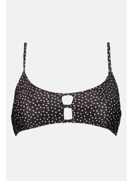 Buy Women Polka Dots Padded Bikini Top, Black/White in UAE