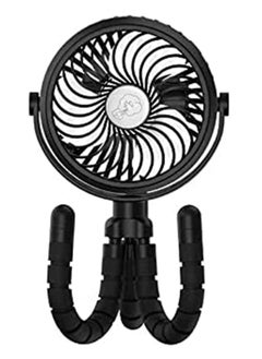 Buy Mini Handheld Personal Portable Fan, Baby Stroller Fan, Car Seat Fan, Desk Fan, with Flexible Tripod Fix on Stroller Student Bed Bike Crib Car Rides, USB or Battery Powered (Black) in UAE