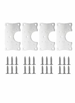 Buy Cabinet Hinge Repair Plate, Stainless Steel Kits with Mounting Screws Wooden for Protecting Furniture and Kitchen Cabinet(4 Half Hole) in Saudi Arabia