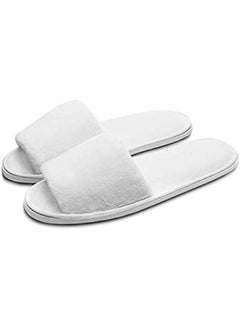 اشتري 5 pairs Easy To Carry Slippers, Eco-friendly Slippers Of Deluxe Open Toe White Slippers For Spa, Party Guest, Hotel And Travel في الامارات