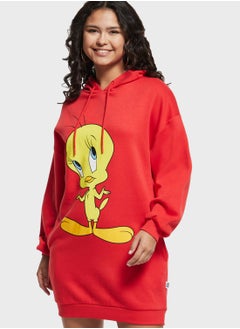 Buy Tweety Print Hooded Dress in Saudi Arabia