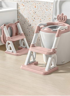 Buy Royal Baby Potty Seat for Kids With Ladder For Western Toilets Kids Toilet Potty Training Seat For Baby With Handle Cushion Kids Potty Chair Kids Potty Seat For Baby Kids 1 To 10 Years Boy Girl Pink in UAE