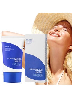 اشتري Hyaluronic Acid Watery Sun Gel Spf50+ Pa++++ - 50ml, Natural Moisturizing Sunscreen, Sun Protection Cream for Face,Water Resistant and Non-Greasy Sunscreen, Against Uva&Uvb Radiation في الامارات