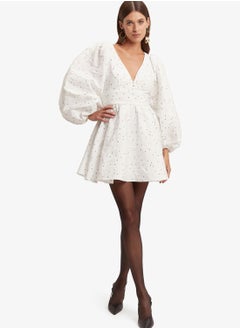 Buy Puff Sleeve Knitted Dress in Saudi Arabia