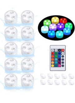 Buy Submersible LED Lights 10 Packs Upgraded Ponds Lights Underwater 16 RGB Color Gradient Hot Tub Lights for Decor Underwater Light IP68 Waterproof [10 Lights 1 IR Remote Control] in UAE