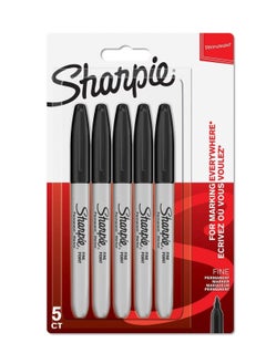 Buy 5-Piece Fine Tip Permanent Markers Set Black in UAE