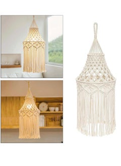 Buy Macrame Lamp Shade Boho Hanging Pendant Light Cover Modern Office Bedroom Living Room in Saudi Arabia