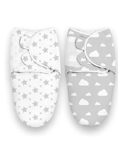 Buy Baby Swaddle Wrap, 2 Pcs Newborn Swaddle Blanket Wrap, 0-3 Months 100% Breathable Cotton Swaddlers Sleep Sack in Saudi Arabia