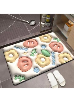 Buy 3D Flower Bathroom Mat Shower Entrance Carpet Bathmat Rug Absorbent Floor Quick Dry Non-Slip Mat in UAE