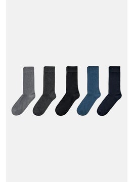 اشتري Men Textured 5 Pack Of Socks, Navy/Grey/Black في الامارات