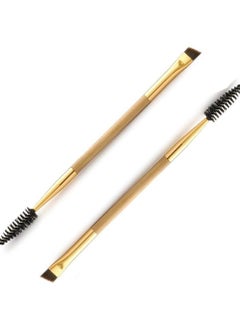 Buy 2-Piece Dual Ended Eyebrow Professional Angled Lash Brushes in UAE