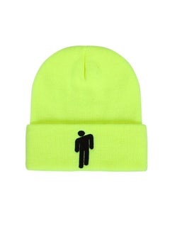 Buy Unisex Knitted Hat with Funny Little Man Pattern, Printed Knitted Cap, Beanie Knit Hat, Funny Beanie Hat, Warm Knit Hat(Fluorescent Green) in UAE