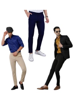 Buy Mens Slim Fit Everyday Wear Ankle Length Pants 3 piece combo in UAE