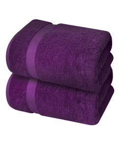 اشتري Premium Purple Bath Sheets – Pack of 2, 90cm x 180cm Large Bath Sheet Towel - 100% Cotton Ultra Soft and Absorbent Oversized Towels for Bathroom, Hotel & Spa Quality Towel by Infinitee Xclusives في الامارات