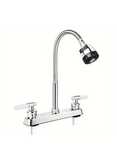 Buy 2 Handle Bathroom Faucet Centerset Bathroom Sink Faucet,3 Hole Bathroom Faucet Chrome,Swivel Spout Faucet,Bathroom Basin Faucet with Deck Mounted Lever Handle in Saudi Arabia