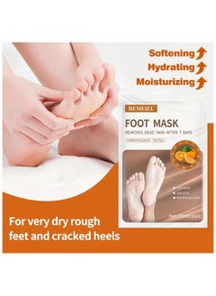 Buy 1 PC  Orange Exfoliating Foot Peel Mask For Dry Cracked Skin, Moisturizing Hydrating Your Dry Rough Cracked Skin, Soften Dead Skin in UAE