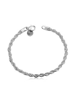 Buy Elegant Silver Plated 4mm Handmade Diamond Braided Rope Chain Bracelet (7.8 Inch) in Egypt