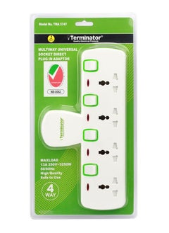 Buy 4 Way Universal T-Socket Multi Adaptor With Individual Switches & Indicators, 13A Plug with Fuse in UAE