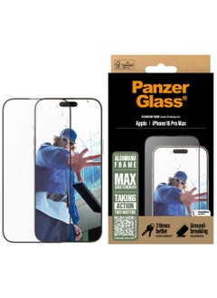 اشتري PanzerGlass® Aluminium Frame Screen Protector for Apple iPhone 16 Pro Max, EasyAligner, Tempered Glass, High Scratch Resistance, Impact Resistance, Elegant Aluminium Frame في الامارات