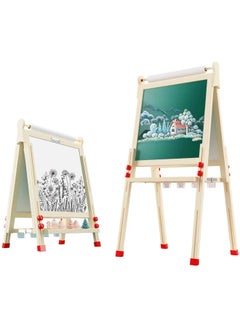 Buy Adjustable Double Sided Drawing Board with Paper Roll, Whiteboard & Chalkboard(F15-133CM) in UAE