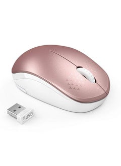 اشتري Wireless Mouse 2.4G Noiseless Mouse With Usb Receiver Portable Computer Mice For Pc Tablet Laptop Notebook Rose Gold&White في السعودية