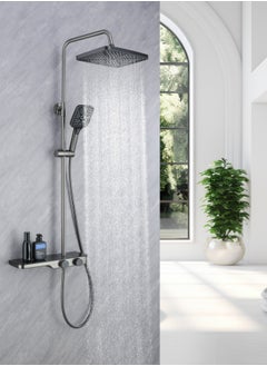 Buy Gun Grey luxury shower mixer rainfall shower system full set for bathroom in UAE