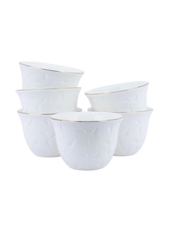 Buy A Set of White Porcelain Arabic Coffee Cups With A Triangle Pattern in Saudi Arabia