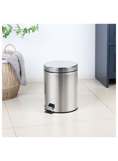 Buy Falcon 5L Stainless Steel Dustbin 20X20X27.5 Cm Chrome in UAE