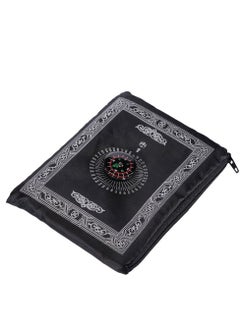 Buy Portable Waterproof Polyester Travel Prayer Mat With Compass Black 100x60cm in Saudi Arabia