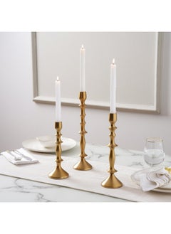 Buy Titus Metal Taper candle Holder 9x9x23cm - Gold in UAE