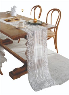 Buy Hollow Lace Table Runner White 140x 39cm in Saudi Arabia