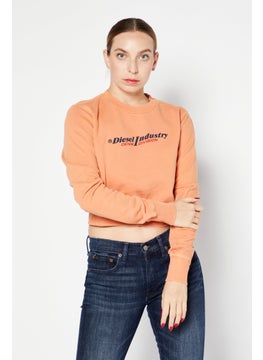 اشتري Women Crew Neck Long Sleeve Brand Logo Sweatshirt, Pale Orange في السعودية