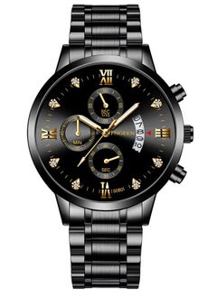 اشتري Men's Waterproof Quartz Crystal Glass Mirror Watch -Black-43.5mm في السعودية