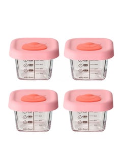 Buy 4-Piece Glass Food Storage Container Baby Complementary Food Box Set in UAE