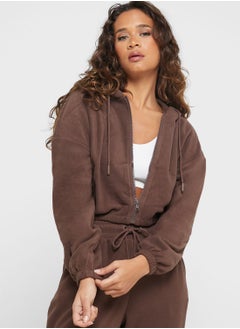 Buy Zip Detail Knitted Hoodie in Saudi Arabia