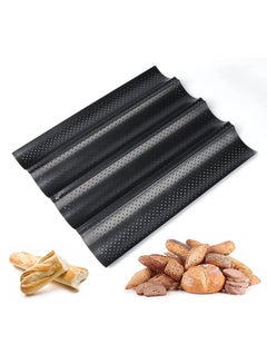 Buy Bread Pan Non-Stick Perforated French Baguette Mold for Baking Loaves French Bread Baking Tray Non-Stick Silicone French Bread Mould Baking Molds Pan 4 Loaves in UAE
