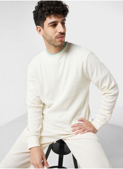 Buy Sustainable Waffle Knit Long Sleeve sweatshirt in UAE